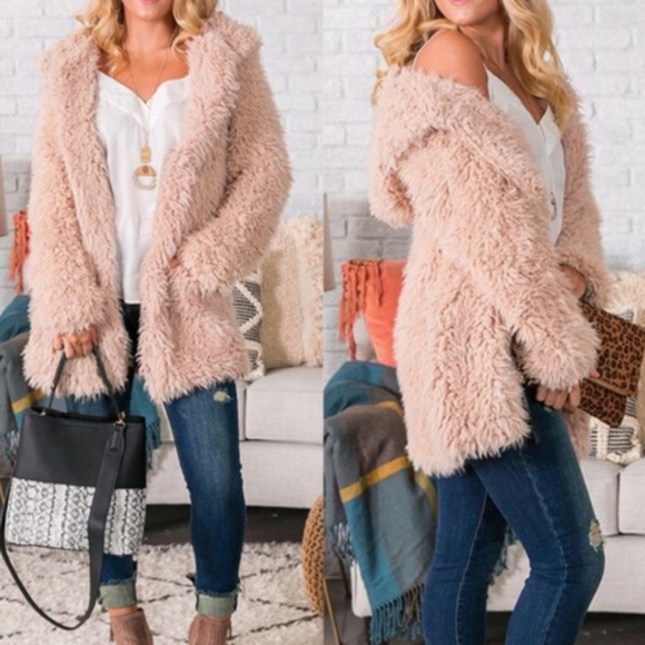 Fuzzy Hoodie Jacket in Black or Wine Adoorable!!! - Picture 5 of 6